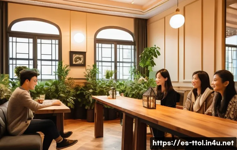 똘똘이 팬미팅 후기 - A warm and inviting fanmeeting event scene set in a cozy indoor venue decorated with soft, warm-tone...