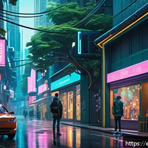 똘똘이와 다른 작품의 콜라보 사례 - A vibrant crossover scene featuring two distinct animated universes merging seamlessly: a futuristic...